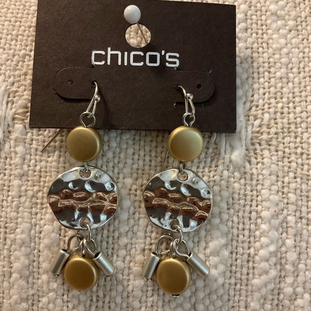 0167-Chico's Gold and Silver Dangle Earrings